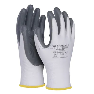 Donau Rękawice Safety Nitrile 01, Kat. Ii, Rozm. 8, Szare