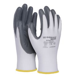 Donau Rękawice Safety Nitrile 01, Kat. Ii, Rozm. 8, Szare