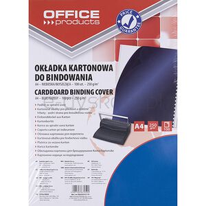Office Products Okładki do bindowania karton, A4, 250gsm, błyszczące, 100szt., niebieski