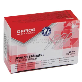 Spinacze trójkątne OFFICE PRODUCTS 25mm 10x100szt srebrne