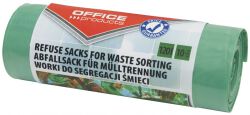 Office Products Worki na śmieci domowe do segregacji szkła, mocne (LDPE), 120l, 10szt., zielone