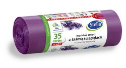 Stella Worki na śmieci z taśmą ściągającą, zapach lawendy, 35l, 15 szt., lawendowy