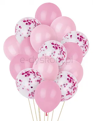 Zestaw balonów Part Go, 25-30cm, 15 szt., różowe