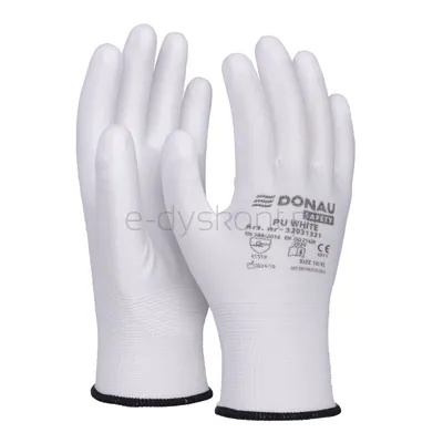 Donau Rękawice Safety Pu White, Kat. Ii, Rozm. 10, Białe