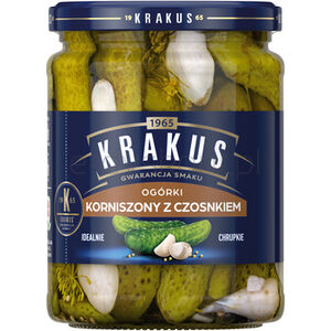 Krakus Ogórki Korniszony Z Czosnkiem 500 G