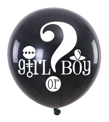 Part Go Balon z konfetti Girl Or Boy, 90cm, czarny