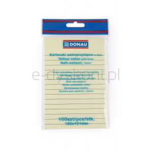 Donau Bloczek Samoprzylepny 101x150mm, w linię, 1x100 kart., 75gsm, żółty