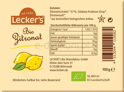 Skórka Cytrynowa Kandyzowana Bio 100 G