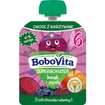 BoboVita Superbohater Mus burak z jagodą po 6 miesiącu 80 g