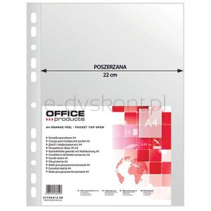 Office Products Koszulki na dokumenty poszerzane, PP, A4, groszkowe, 90mikr., 50szt.