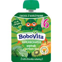 BoboVita Superbohater Mus szpinak z jabłkiem i kiwi po 6 miesiącu 80 g