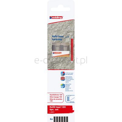 Edding Wymienne Wkłady E-8891 Do Ołówka E-8890, 10H, 6 Szt., Blister 