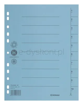 Donau Przekładka karton, A4, 235x300mm, 1-10, 1 karta, niebieska