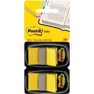 Post-It Zakładki indeksujące (680-Y2EU), PP, 25,4x43,2mm, 2x50 kart., żółte 