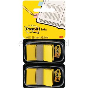 Post-It Zakładki indeksujące (680-Y2EU), PP, 25,4x43,2mm, 2x50 kart., żółte 