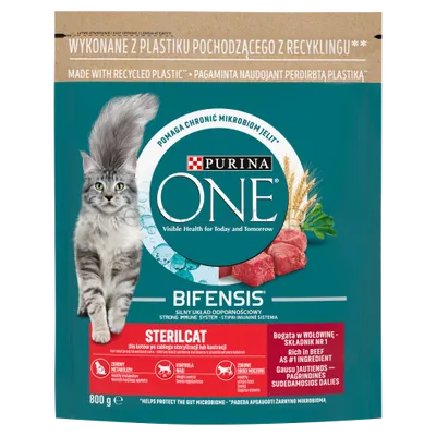 Purina One Karma Dla Kotów Sterilicat Bogata W Wołowinę I Pszenicę 800G