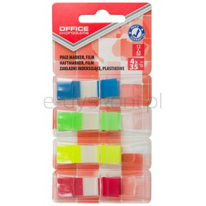Office Products Zakładki indeksujące PP, standard, 12x43mm, 4x35 kart., blister, mix kolorów