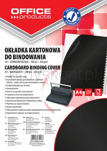 Office Products Okładki do bindowania karton, A4, 250gsm, błyszczące, 100szt., czarne