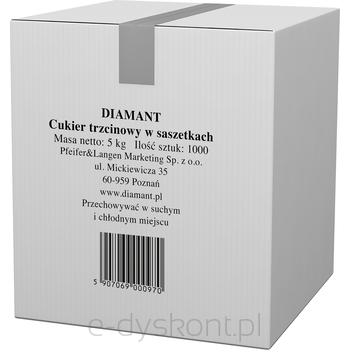 Diamant Dry Demerara Cukier Trzcinowy Nierafinowany 5 Kg (5Gx1000 Sztuk)