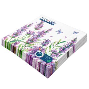 TETE a TETE Serwetki 3 ply 1/4 Lunch 33 cm x 33 cm Lavender Butterfly 20 szt.