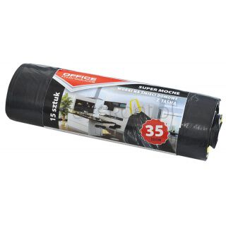Worki Na Śmieci Domowe Z Taśmą  (Ldpe)35l 15Szt., Czarne