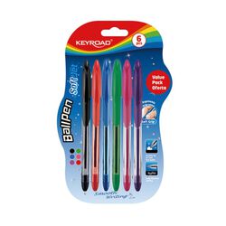 Keyroad Długopis klasyczny  Ball Pen Soft Jet, 0,7 mm, 6 s.zt, blister, mix kolorów