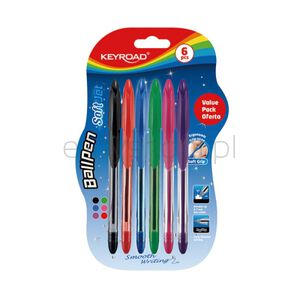 Keyroad Długopis klasyczny  Ball Pen Soft Jet, 0,7 mm, 6 s.zt, blister, mix kolorów