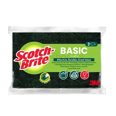 Scotch  Zmywak Do Szorowania Brite Basic, Włóknina, 3 Szt., Zielony