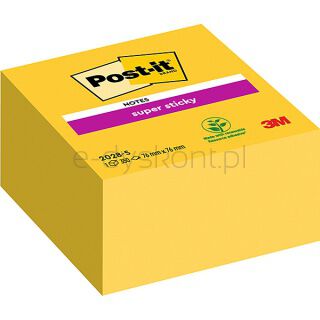 Post-It Kostka samoprzylepna Super Sticky (2028-S), 76x76mm, 1x350 kart., ultra żółta 