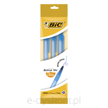 BIC Round Stic Classic długopis niebieski opakowanie 3 sztuki