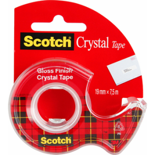 Taśma samoprzylepna Scotch® Crystal Clear, przezroczysta, na podajniku, 19mm x 7,5m